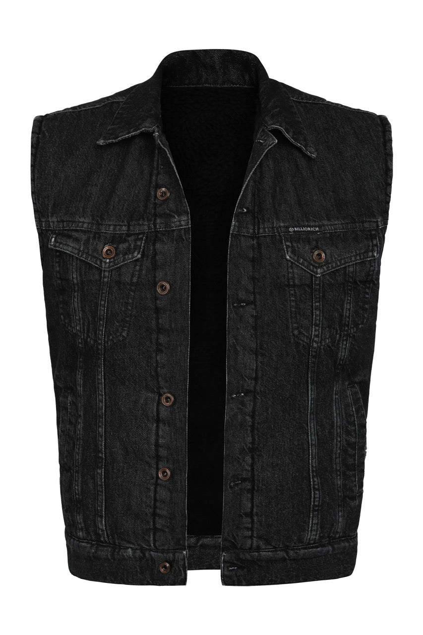 Veste En Jean Et Sherpa Sans Manches