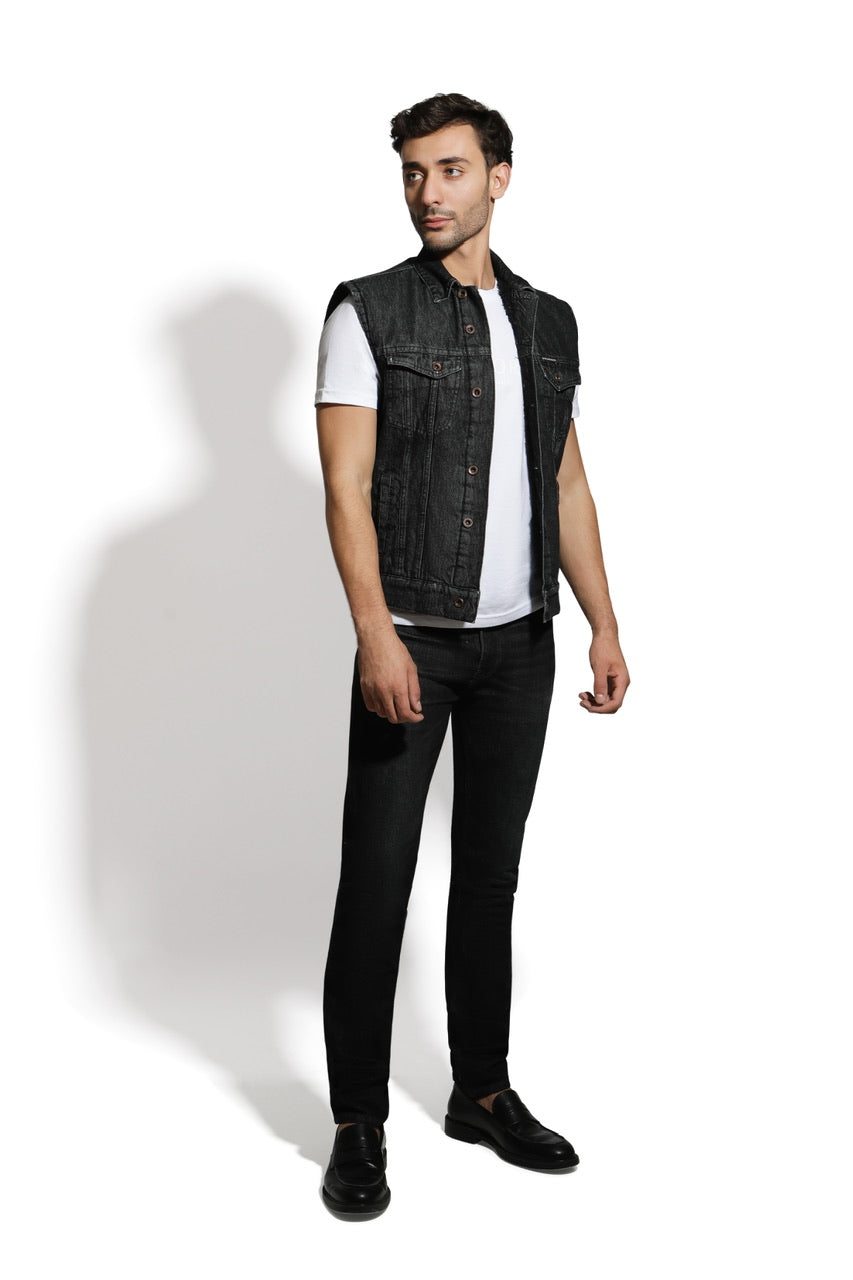 Veste En Jean Et Sherpa Sans Manches