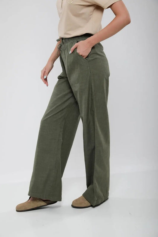 Pantalon Large Femme en Lin Mélangé Billiorich