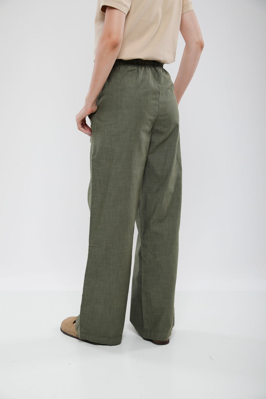 Pantalon Large Femme en Lin Mélangé