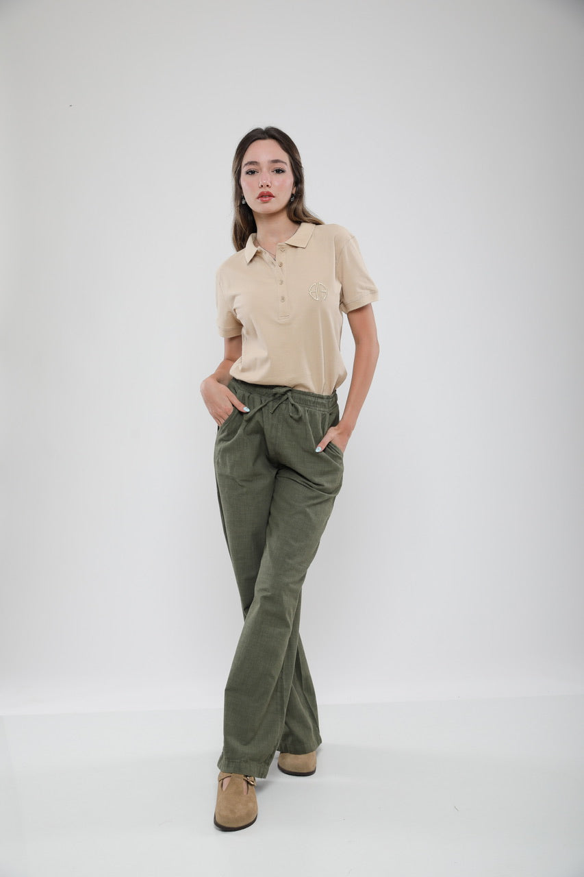 Pantalon Large Femme en Lin Mélangé