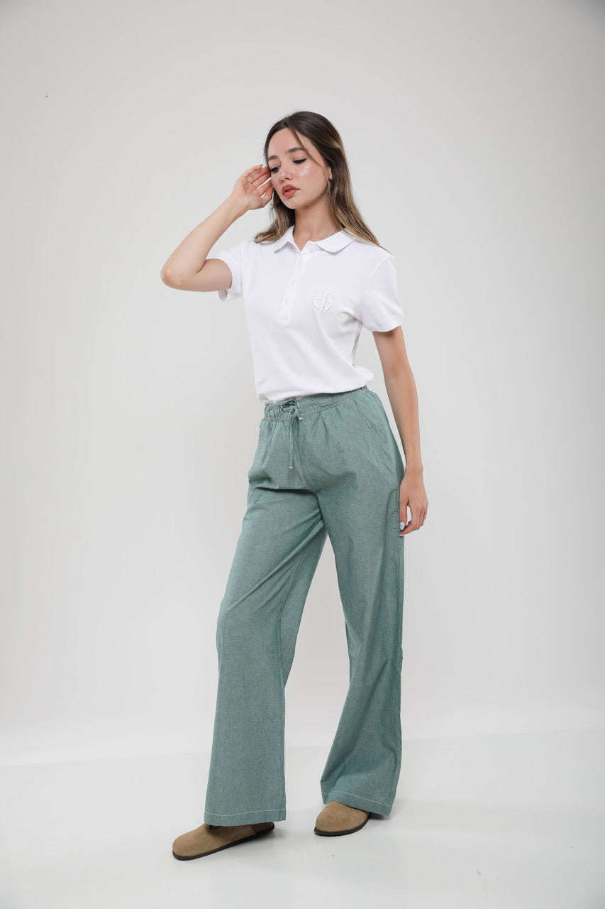 Pantalon Large Femme en Lin Mélangé
