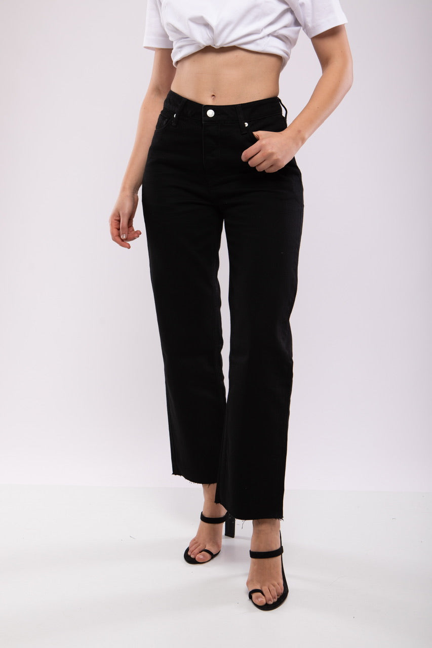 Jean Droit Taille Haute Noir – Billiorich