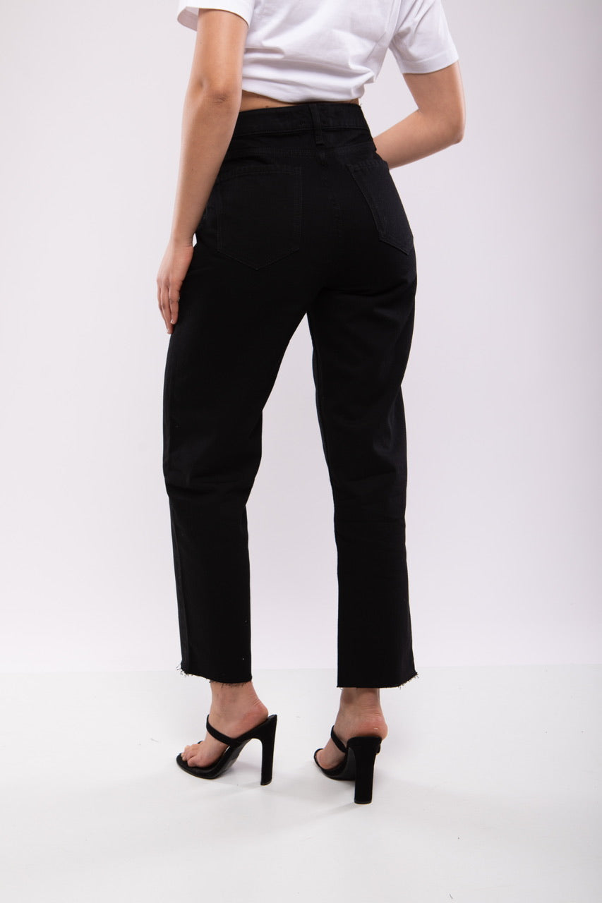 Jean Droit Taille Haute Noir – Billiorich