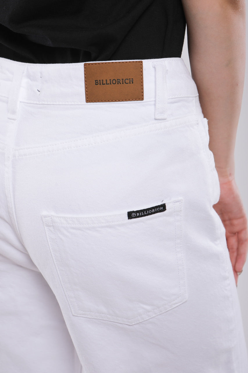 Pantalon Large Femme en Jean Blanc