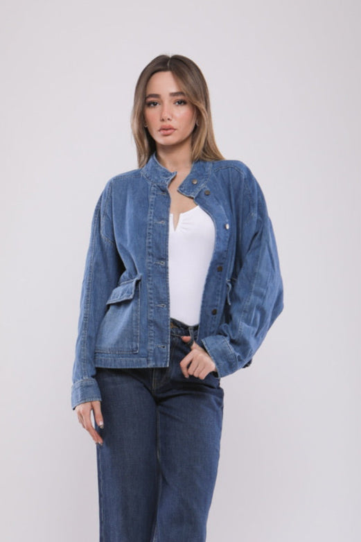 Veste Oversize en Jean Col Montant