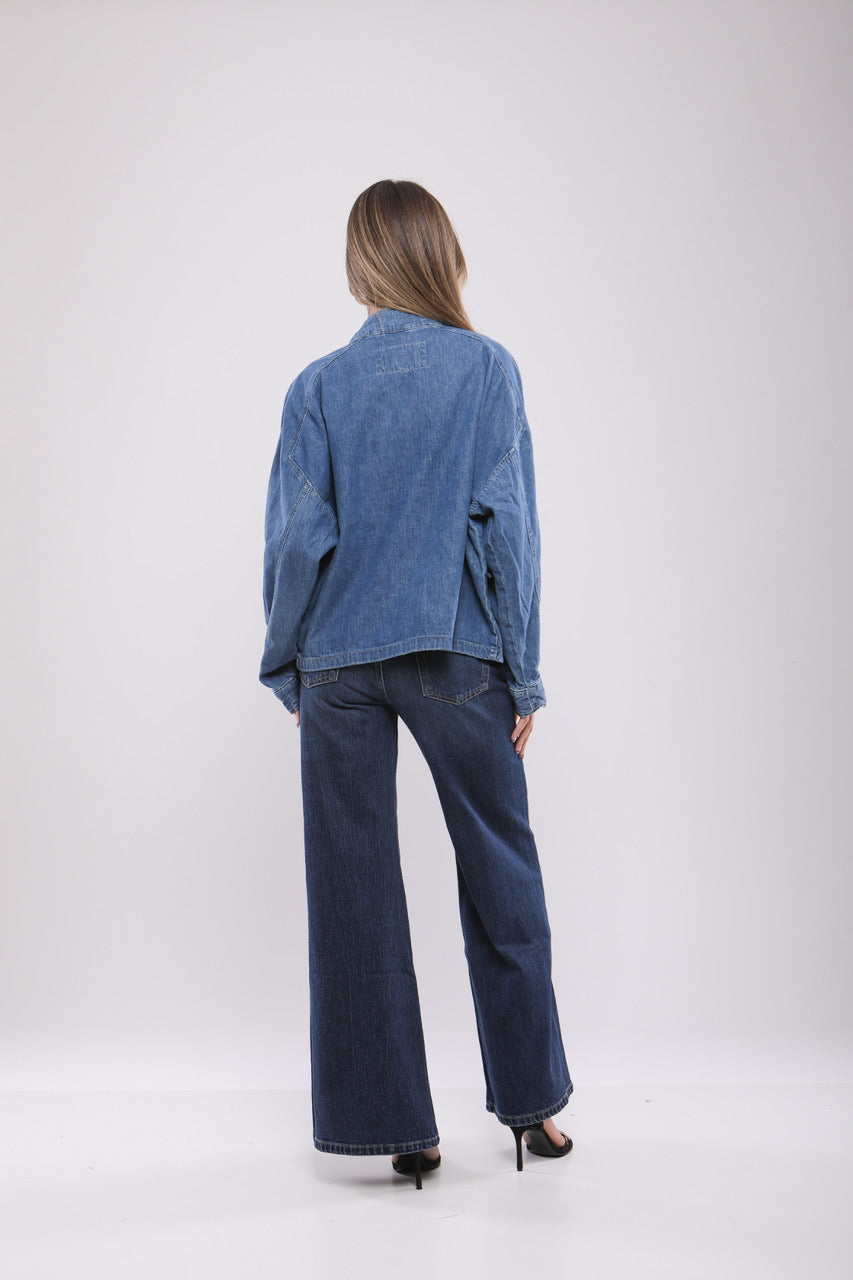 Veste Oversize en Jean Col Montant