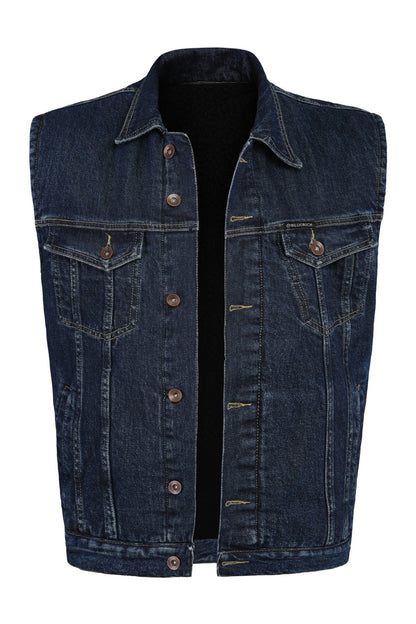 Veste En Jean Et Sherpa Sans Manches