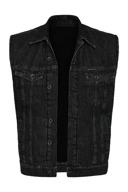 Veste En Jean Et Sherpa Sans Manches