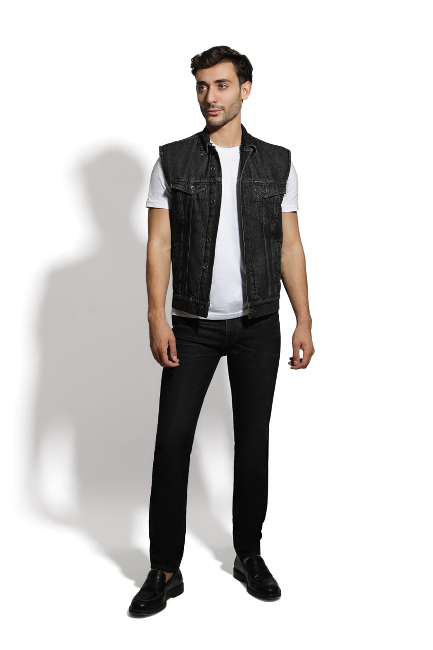 Veste En Jean Et Sherpa Sans Manches