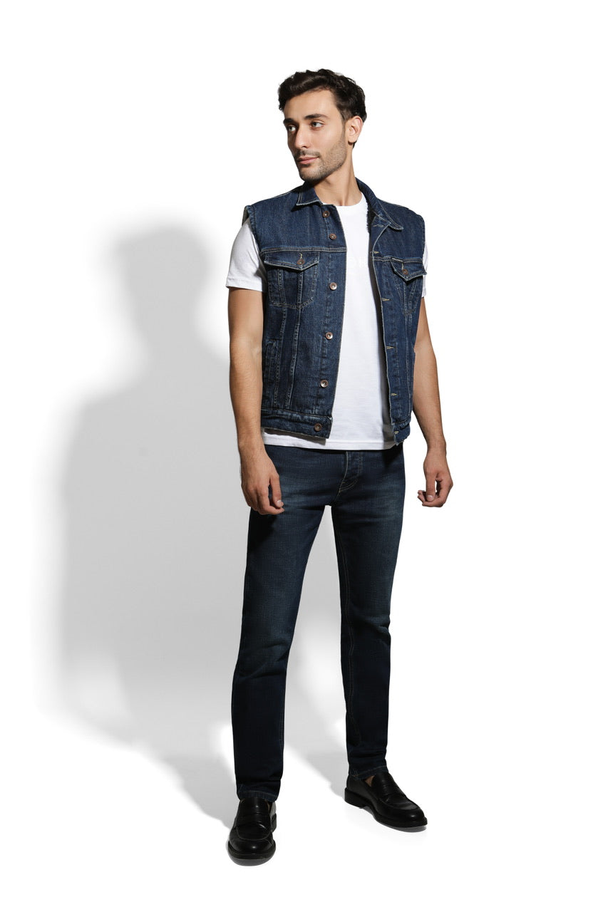 Veste En Jean Et Sherpa Sans Manches