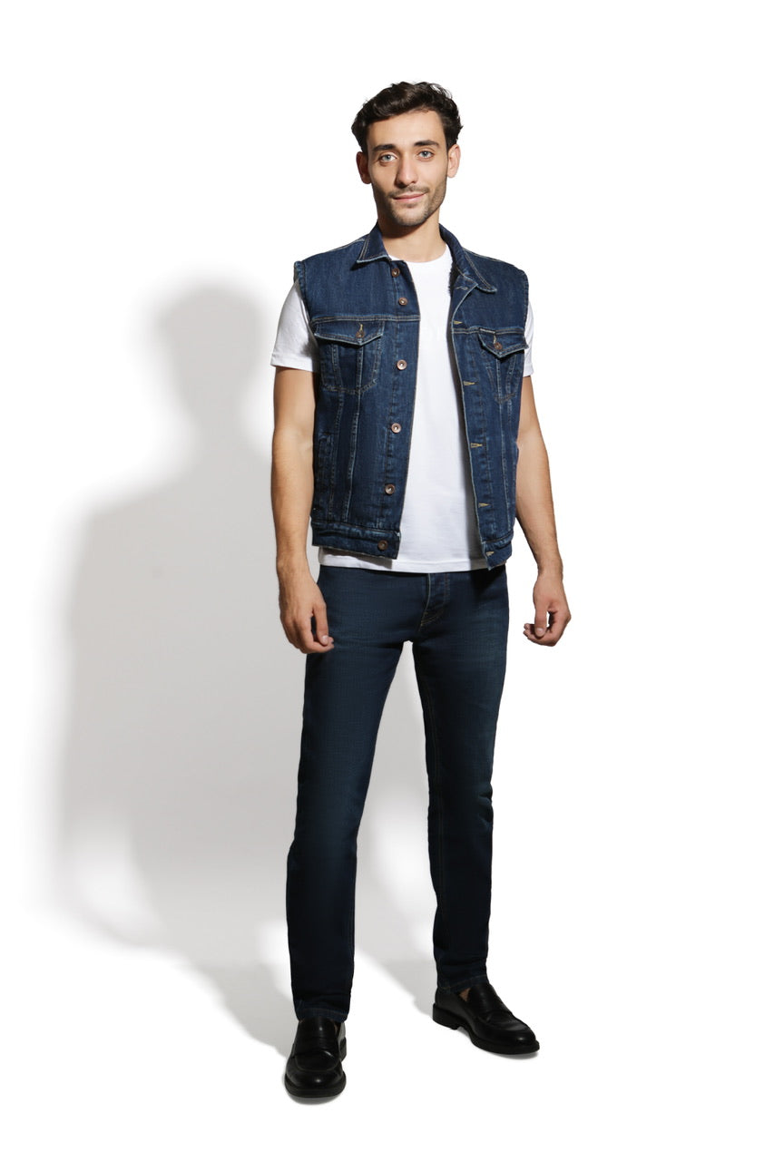 Veste En Jean Et Sherpa Sans Manches