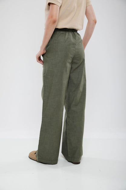 Pantalon Large Femme en Lin Mélangé