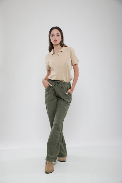 Pantalon Large Femme en Lin Mélangé