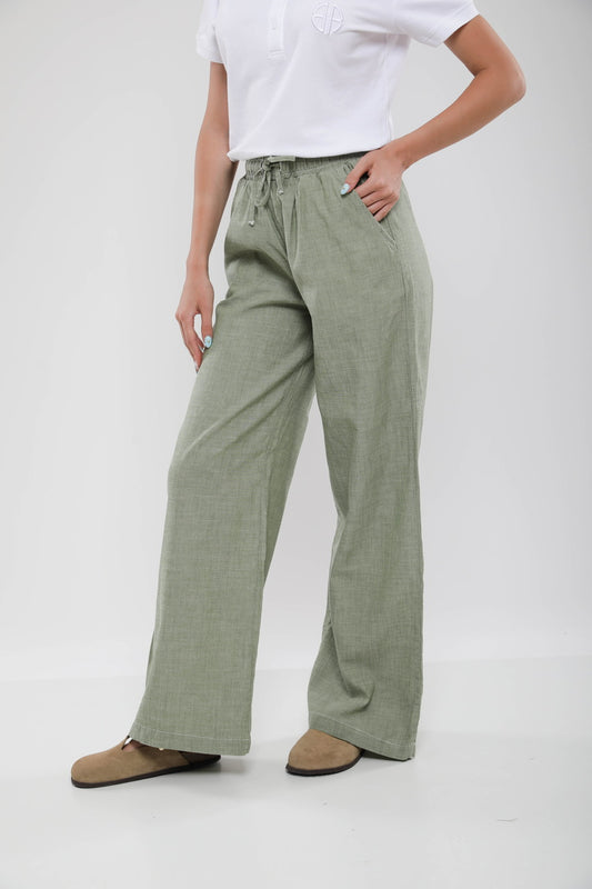 Pantalon Large Femme en Lin Mélangé