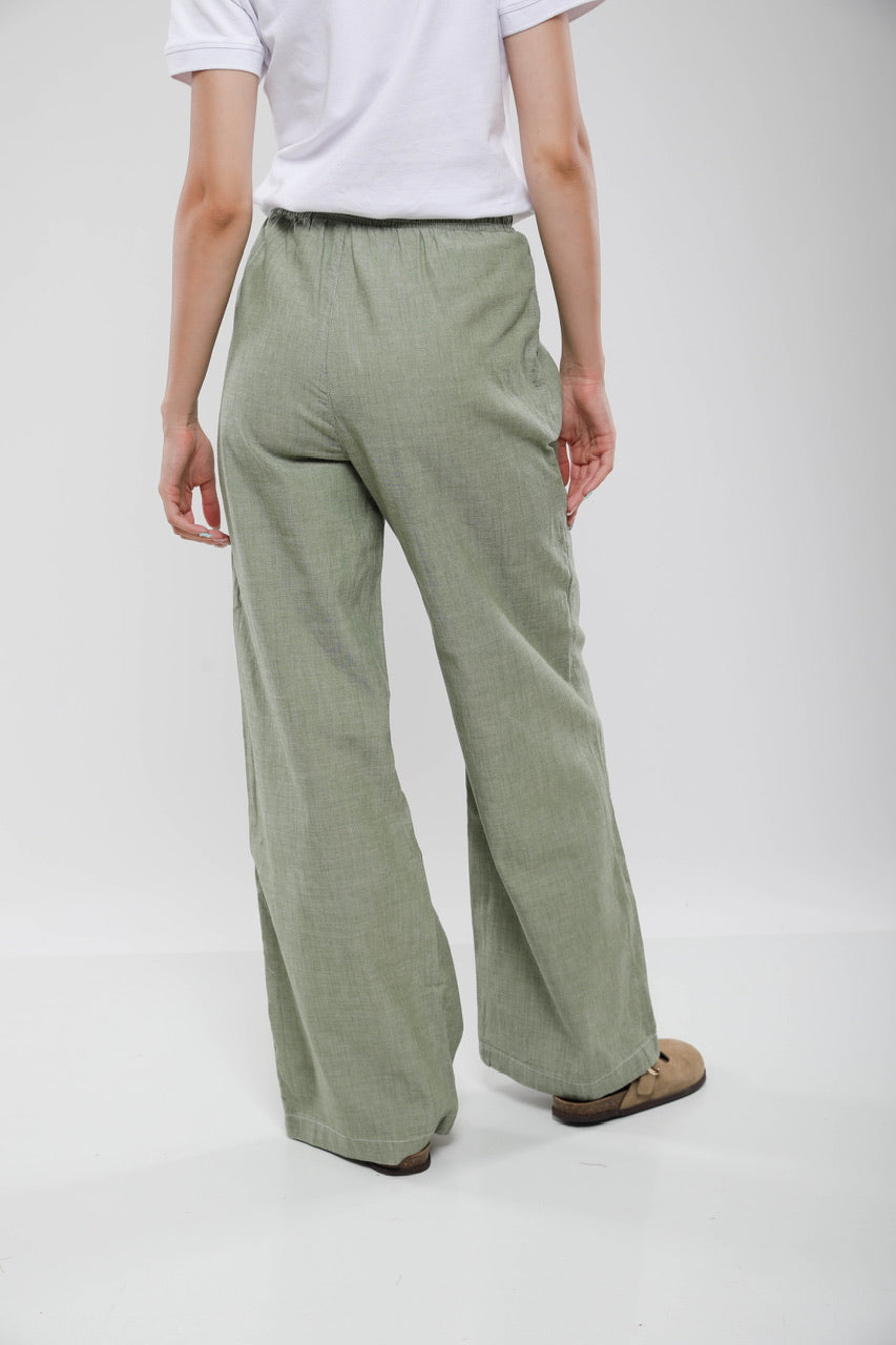 Pantalon Large Femme en Lin Mélangé