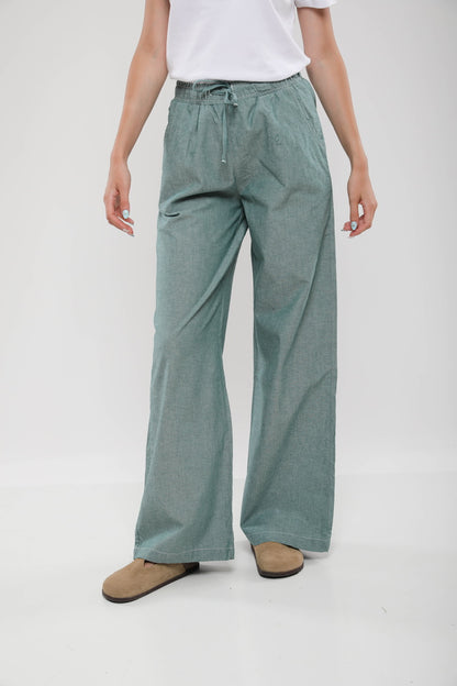 Pantalon Large Femme en Lin Mélangé