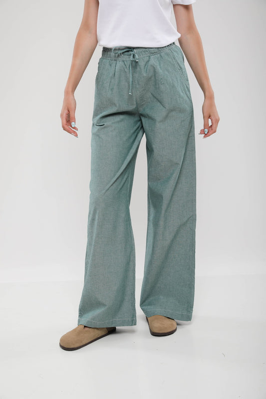Pantalon Large Femme en Lin Mélangé