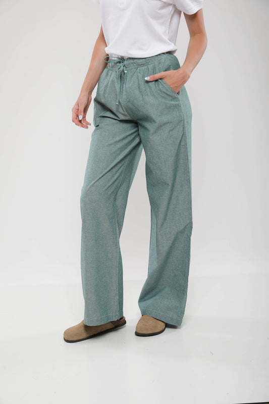 Pantalon Large Femme en Lin Mélangé