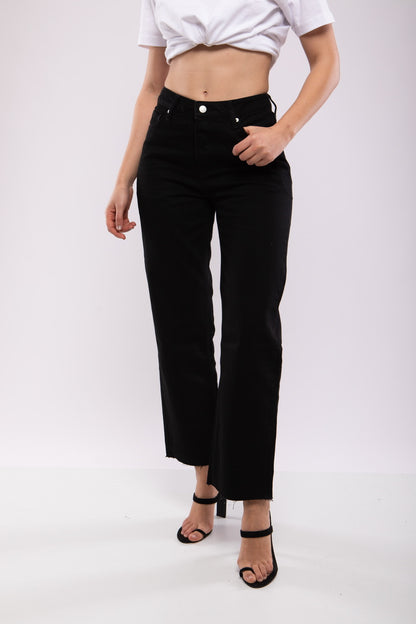 Jean Droit Taille Haute Noir – Billiorich