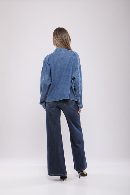 Veste Oversize en Jean Col Montant