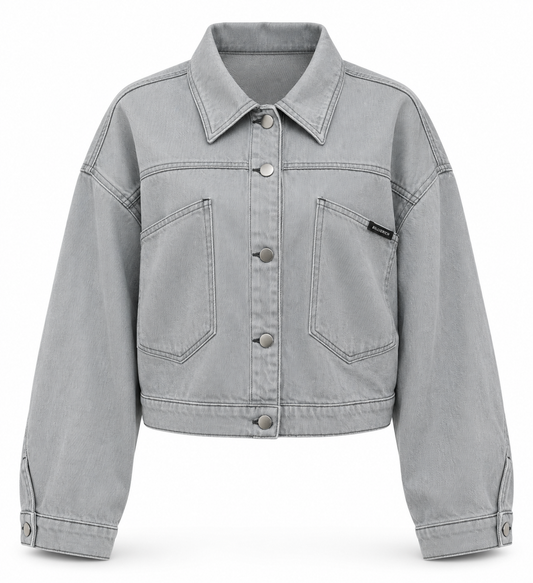 Veste en Jean Oversize Gris Délavé